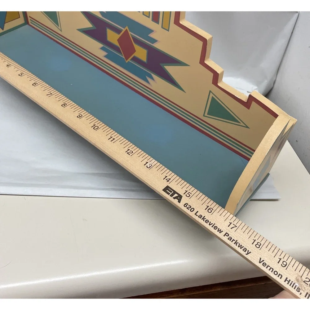 Southwestern Boho Chic Aztec 3 Peg Coat Rack Display Shelf Decor
